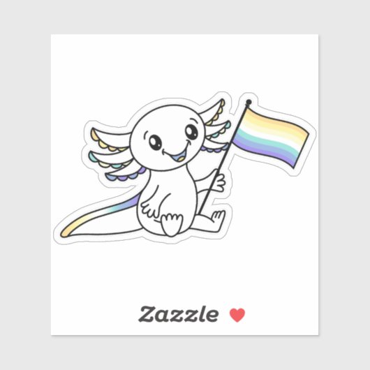 GenderfaunとのキュートなAxolotlプライド国旗LGBTQ+ シール (シート)