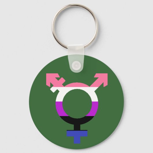 Genderfluidフラグのトランス記号 キーホルダー (正面)