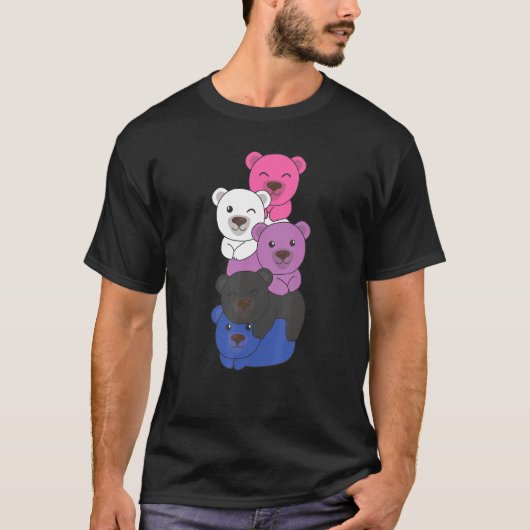 GenderfluidフラグパイルプライドLgbtqキュートジェンダー Tシャツ (正面)