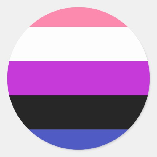 Genderfluidプライドフラグ ラウンドシール (正面)