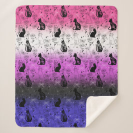 Genderfluidプライドブラックキャット – Mystical Witchy シェルパブランケット