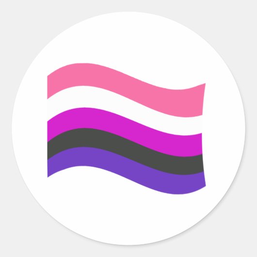 Genderfluidプライド波形フラグ ラウンドシール (正面)