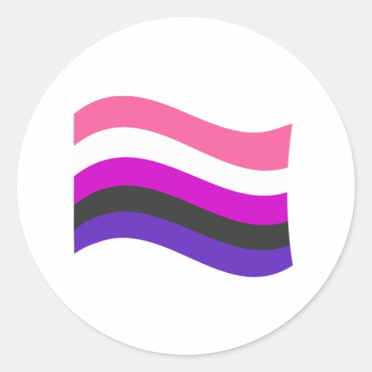 Genderfluidプライド波形フラグ ラウンドシール (正面)
