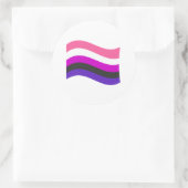 Genderfluidプライド波形フラグ ラウンドシール (バッグ)