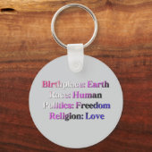 Genderfluidプライド – 生誕地：地球。人種：人間 キーホルダー (裏面)