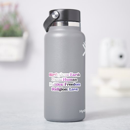 Genderfluidプライド – 生誕地：地球。人種：人間 シール (HydroFlask)