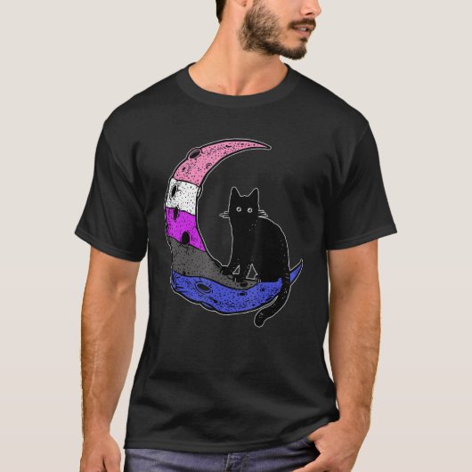 GenderfluidムーンキャットプライドフラグLGBTパステルゲイNo Tシャツ (正面)