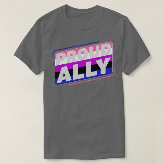 Genderfluid 誇りを持った Ally LGBT Genderfluidフラグ Tシャツ (デザイン正面)