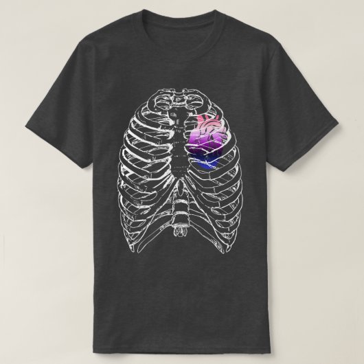 Genderfluid Anatomical Heart Ribcage Queer Pride H Tシャツ (デザイン正面)
