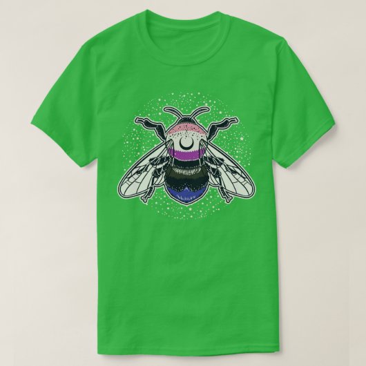 Genderfluid Bee 誇りを持った LGBTプライド国旗 Tシャツ (デザイン正面)