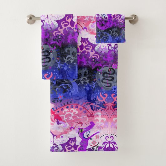Genderfluid Dragon Damask - Genderfluidプライドフラグ バスタオルセット (インサイチュ)