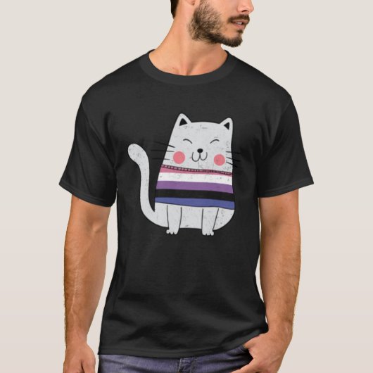 Genderfluid Flag LGBTQ Cats Pride Cat Tシャツ (正面)