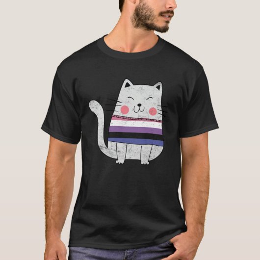 Genderfluid Flag LGBTQ Cats Pride Cat Tシャツ (正面)
