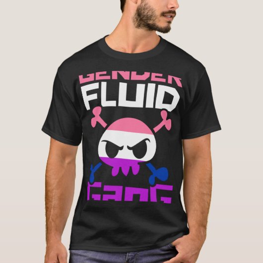 Genderfluid Gang Skull Trendy Cute Genderfluid Non Tシャツ (正面)