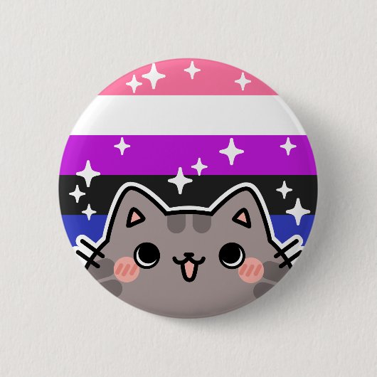 Genderfluid LGBTプライドフラッグキャットボタン 缶バッジ (正面)