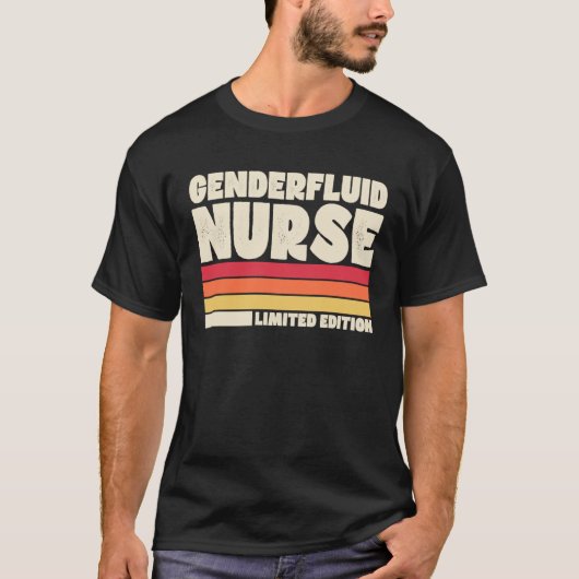 Genderfluid Nurse  Retro Vintage Style Tシャツ (正面)