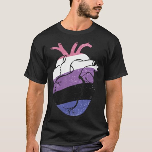 Genderfluid Pride Heart Flag Tシャツ (正面)
