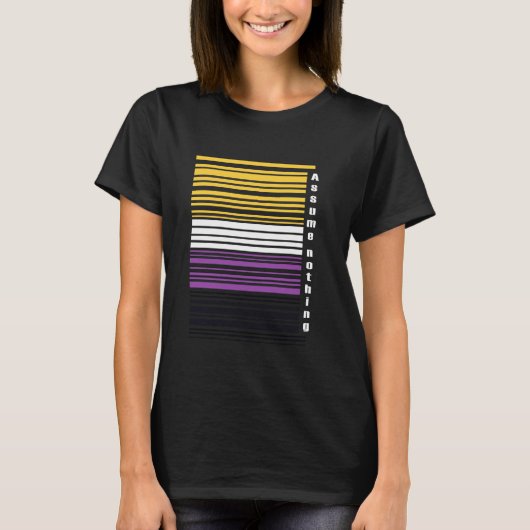 Genderqueerがバイナリ以外のバーコードを想定しない Tシャツ (正面)