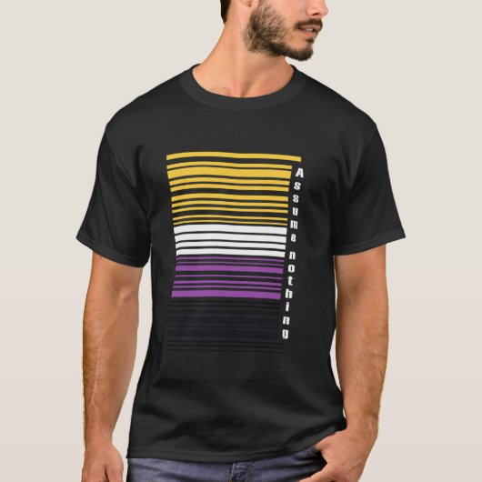 Genderqueerがバイナリ以外のバーコードを想定しない Tシャツ (正面)