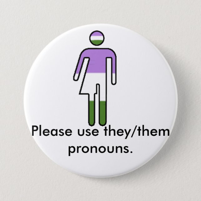 Genderqueerそれらまたはそれら代名詞ボタン 缶バッジ (正面)