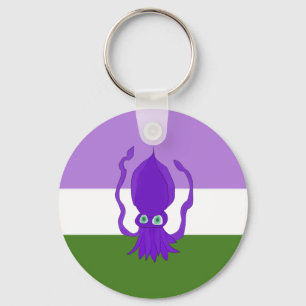 GenderqueerのプライドのイカKeychain キーホルダー