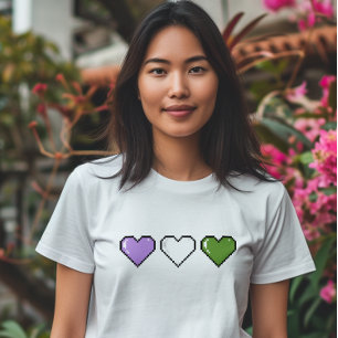 Genderqueerフラグピクセルハート Tシャツ
