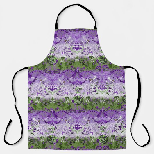 Genderqueer Dragon Damask - Genderqueerプライド国旗 エプロン (正面)
