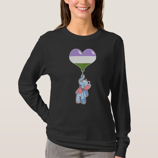 Genderqueer Elephant非二項性 Tシャツ (正面)