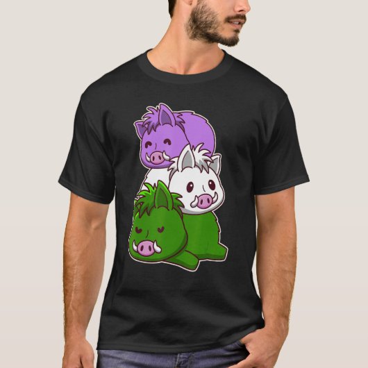 Genderqueer Pride Flag Wild Boars Tシャツ (正面)