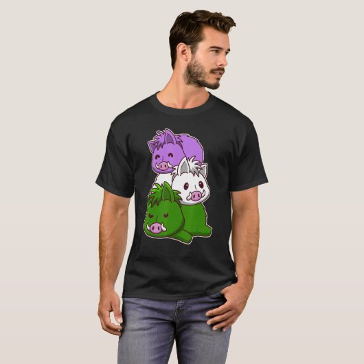 Genderqueer Pride Flag Wild Boars Tシャツ (正面フル)