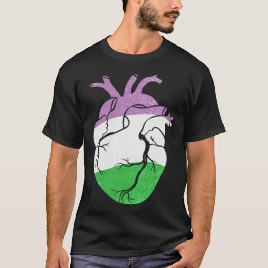 Genderqueer Pride Heart Flag Tシャツ (正面)