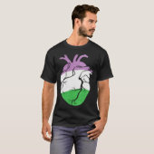 Genderqueer Pride Heart Flag Tシャツ (正面フル)
