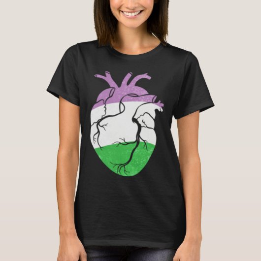 Genderqueer Pride Heart Flag Tシャツ (正面)