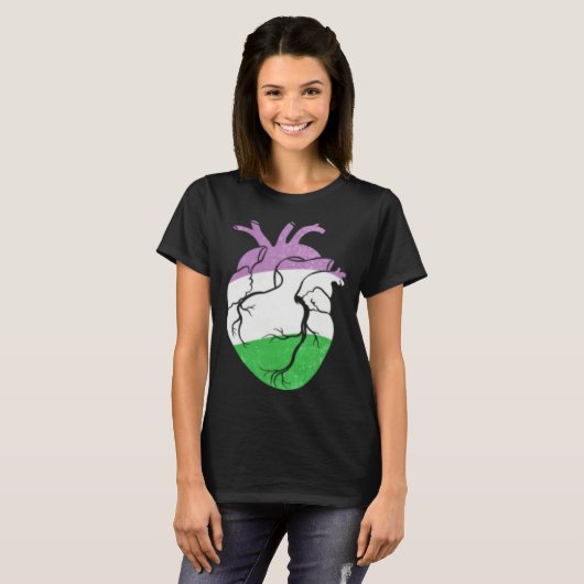 Genderqueer Pride Heart Flag Tシャツ (正面フル)