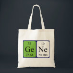Gene periodic table name tote bag トートバッグ<br><div class="desc">Gene spelled out as Ge Ne (Germanium Neon) on a bag for the scientist in you.</div>