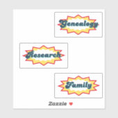 Genealogy, Research, Family, comic book pop design シール (シート)
