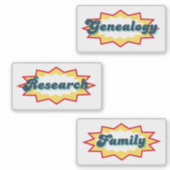 Genealogy, Research, Family, comic book pop design シール (正面)