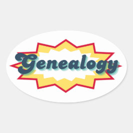 Genealogy Sticker, comic book pop design 楕円形シール
