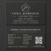 General Construction Black Silver Stone QR Code 名刺