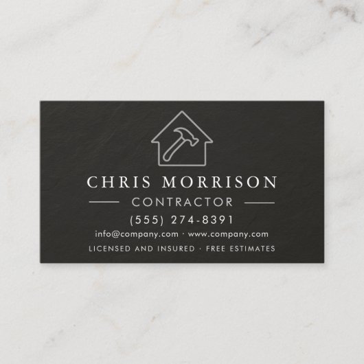 General Construction Black Silver Stone QR Code 名刺 (正面)