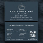General Construction Blue Silver QR Code 名刺