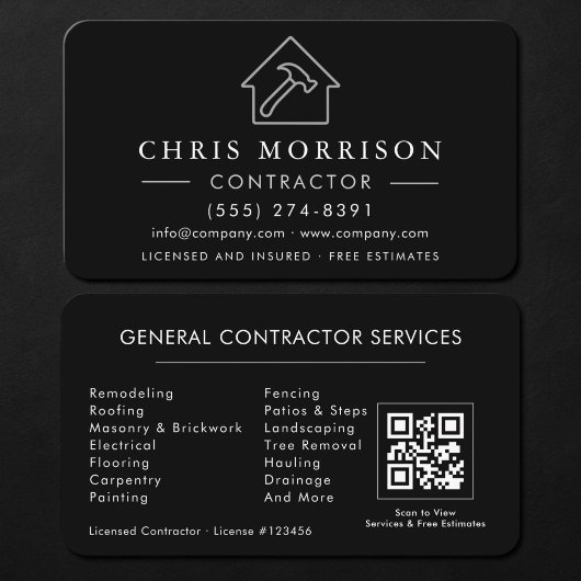 General Construction Contractor QR Code Black 名刺