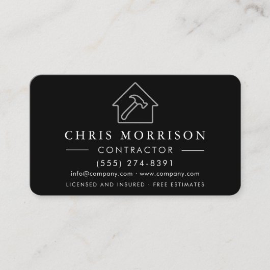 General Construction Contractor QR Code Black 名刺 (正面)