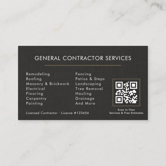 General Construction Linen Black Gold QR Code 名刺 (裏面)
