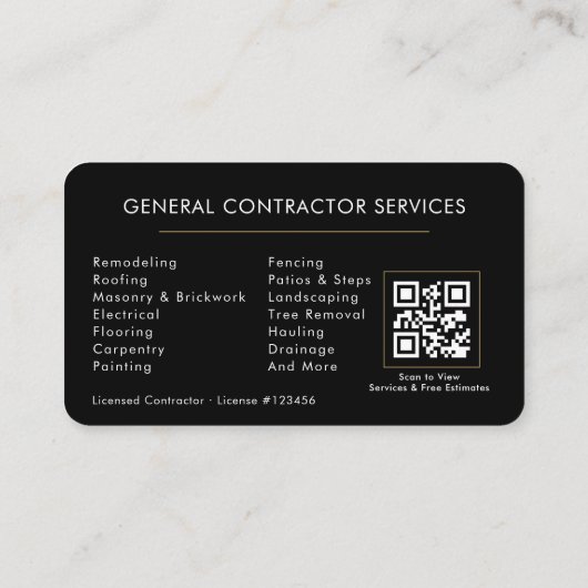 General Construction QR Code Black Gold  名刺 (裏面)