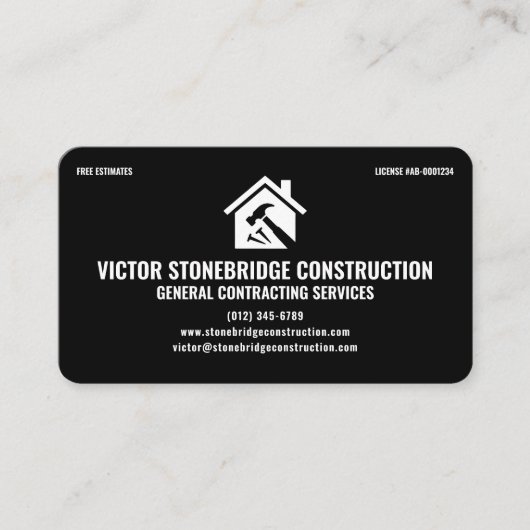 General Construction & Remodeling Modern Black Tan 名刺 (正面)