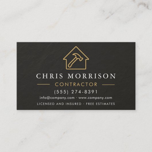 General Construction Slate Stone.Black QR Code 名刺 (正面)