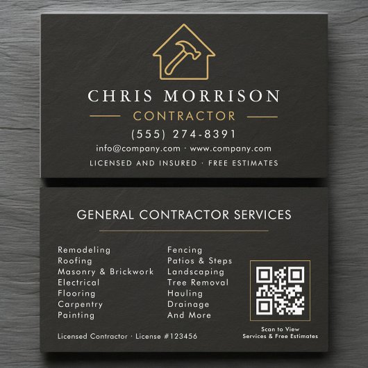General Construction Slate Stone.Black QR Code 名刺