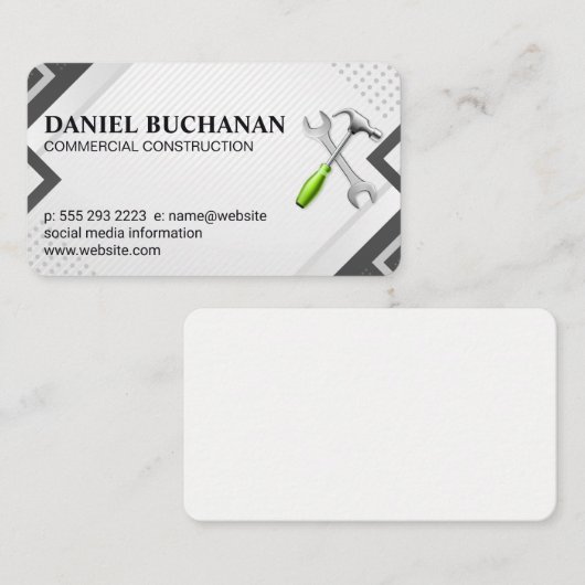 General Contractor Builder | Construction Tools 名刺 (正面/裏面)