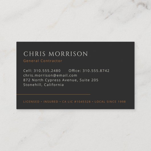 General Contractor Construction 名刺 (裏面)